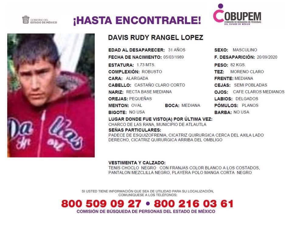 Buscan a Davis Rudy en zona boscosa de Atlautla