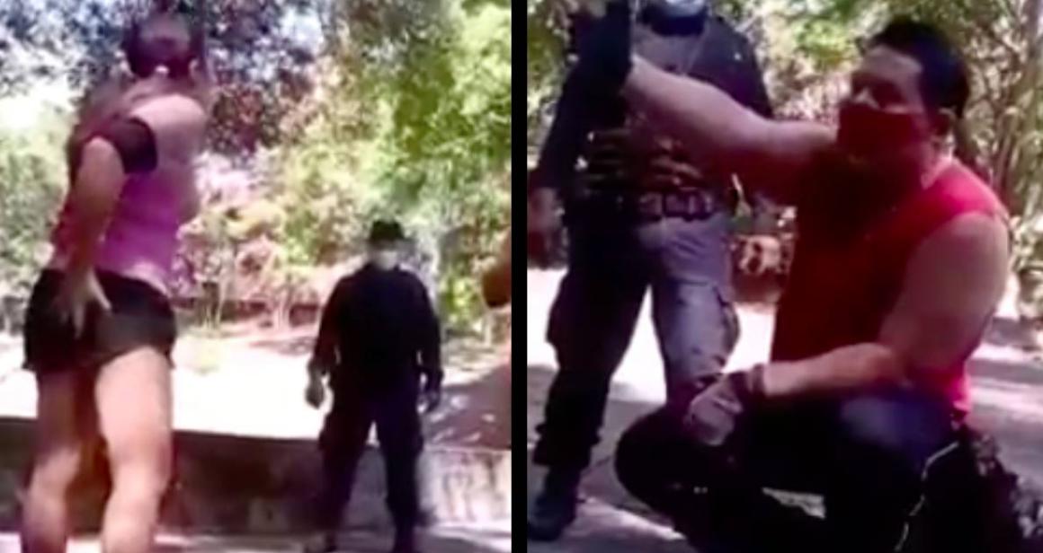 VIDEO | Acosador sexual pide perdón de rodillas tras manosear a mujer en un parque; es detenido