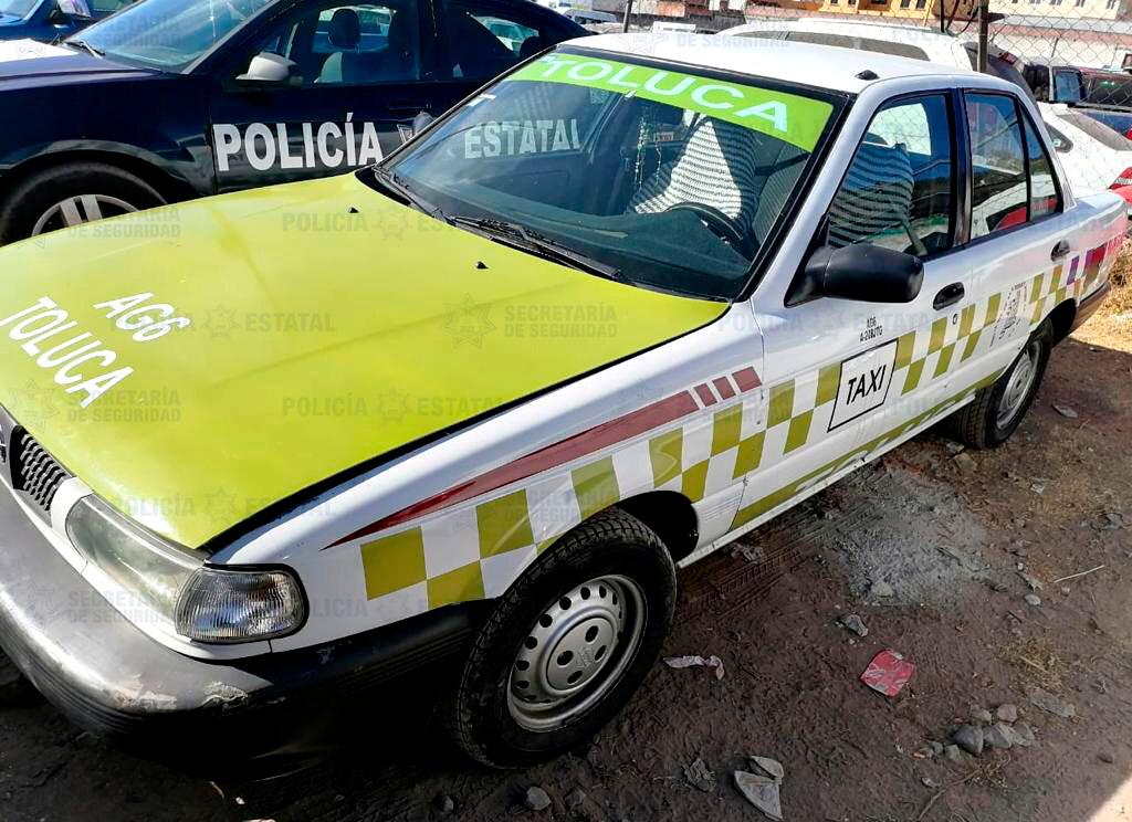 Atoran a dos sujetos con taxi involucrado con varios asaltos en Valle de Toluca