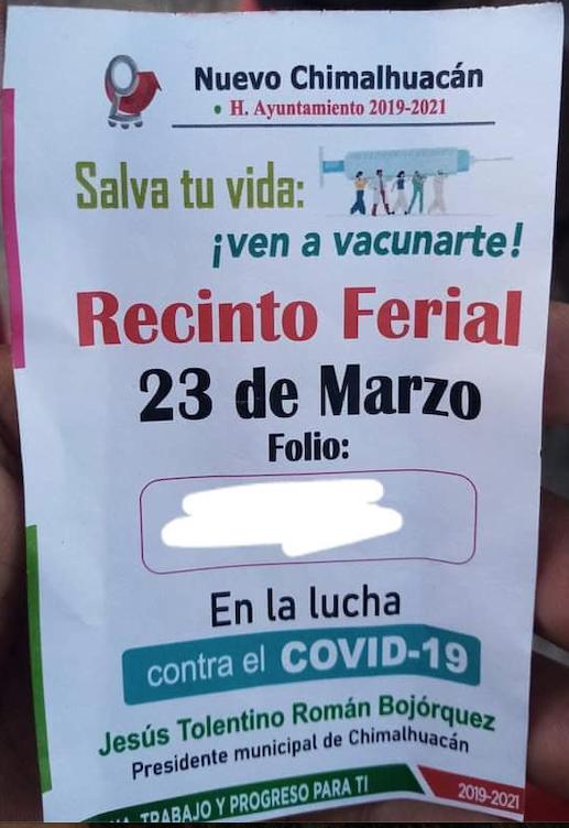 Alcalde de Chimalhuacán usa vacunación anti Covid-19 para promoverse