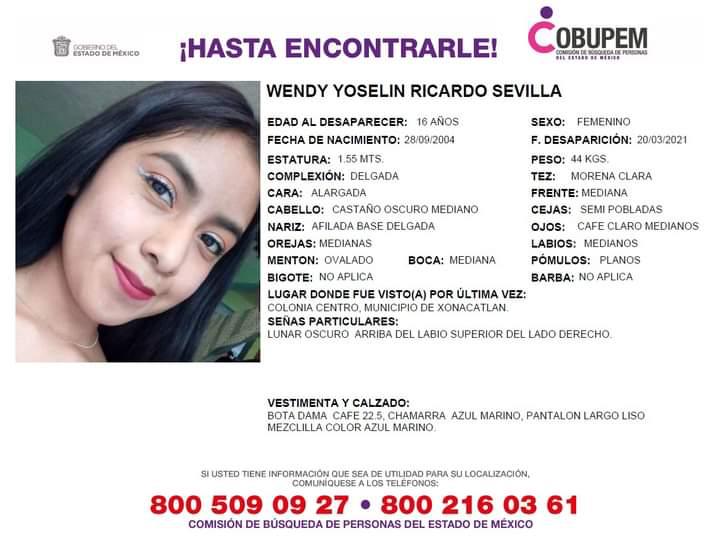 Wendy llevaba 48 horas desaparecida; hoy la encuentran muerta, en Xonacatlán