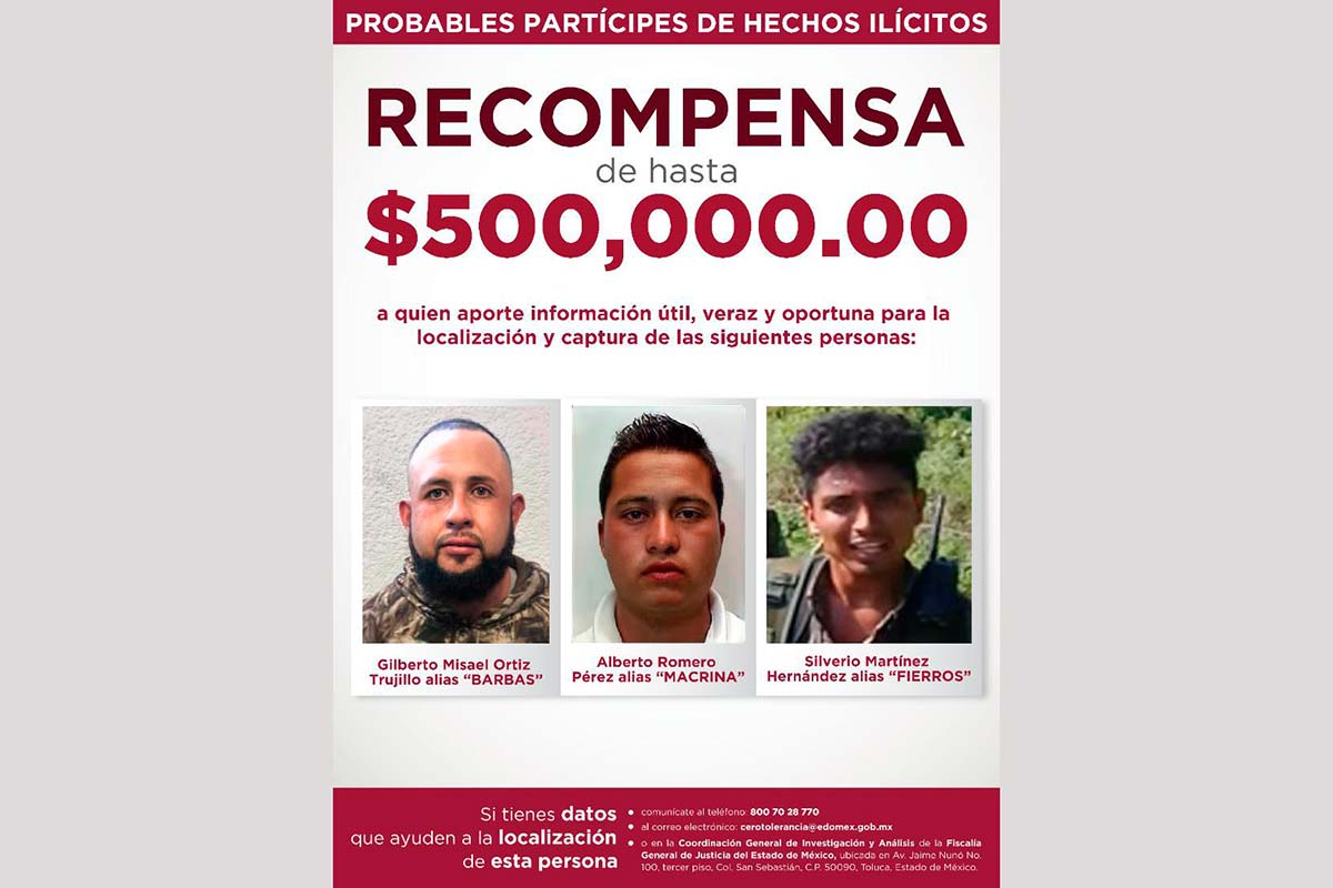 Recompensa de hasta 500 mil pesos por presuntos asesinos de policías