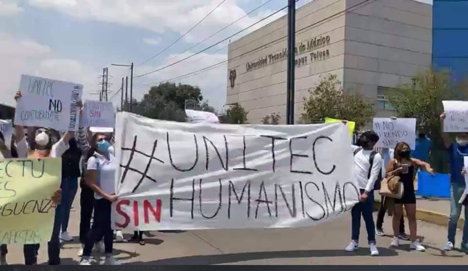 Estudiantes de UNITEC Toluca, también se manifiestan por fuerte incremento a colegiaturas