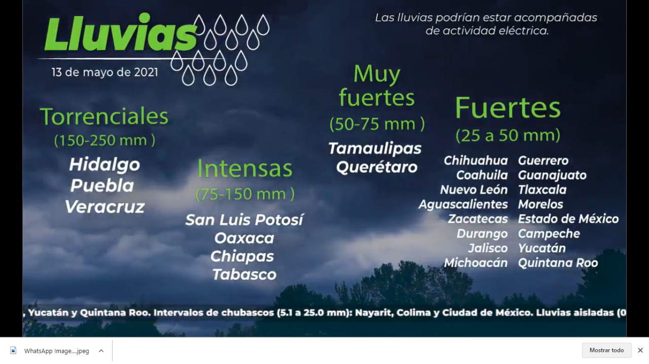 Clima: Pronostican lluvias fuertes y tormentas eléctricas para el Edomex