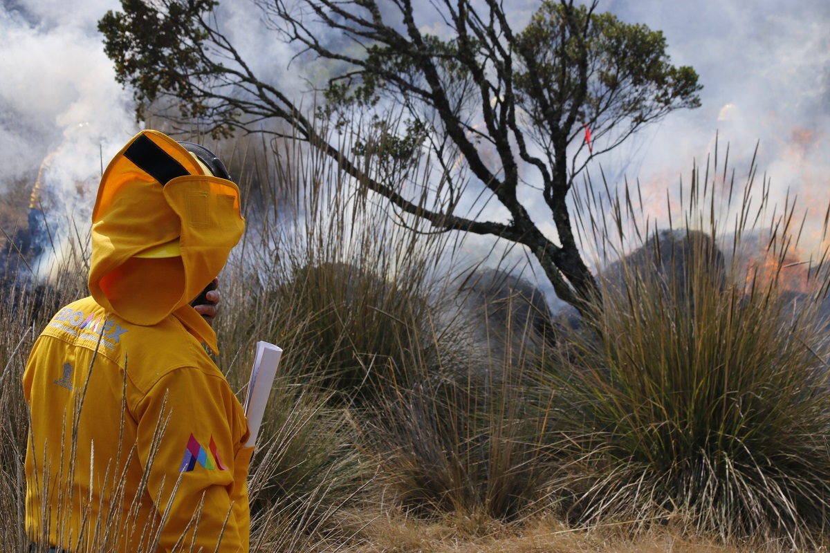 Combatiente de incendios del Edomex