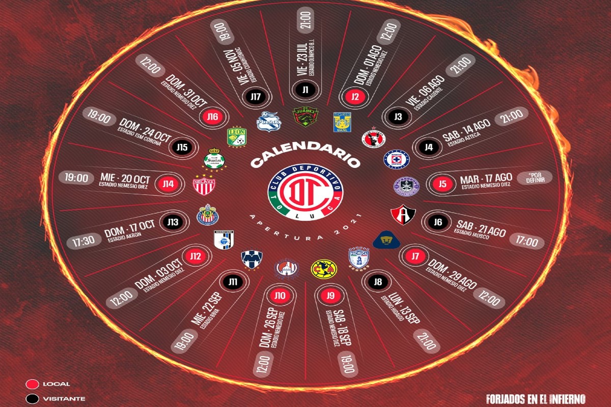 Conoce el calendario de los Diablos para el Apertura 2021