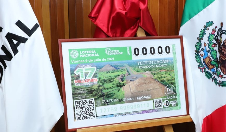 Dedican billete de lotería a la Zona Arqueológica de Teotihuacán