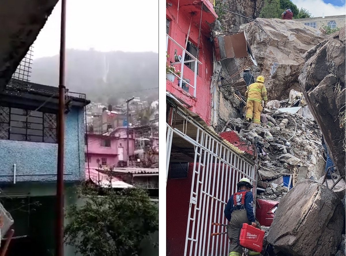 Video: Vecinos de Tlalnepantla atribuyen desgajamiento de cerro a formación de cascadas por lluvias