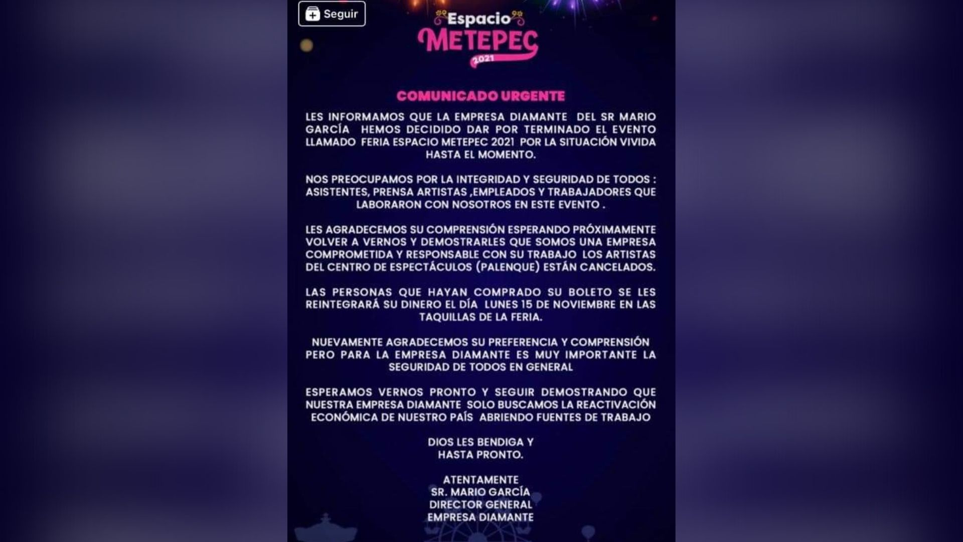 Cancelan Feria Metepec