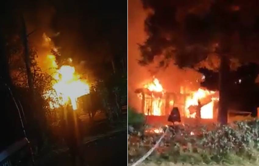 Con sólo una pipa de agua, bomberos de Tlalmanalco pretenden controlar incendio de casa