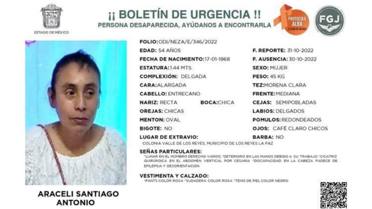 Araceli Santiago desapareció en Los Reyes La Paz y fue vista en Ixtapaluca