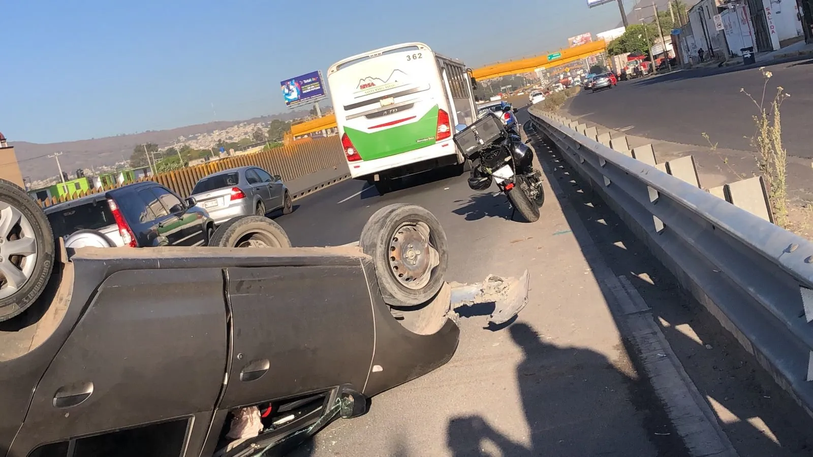 congestionamiento vial en la México-Puebla