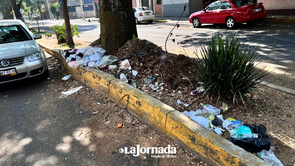 Basura en la vía pública, tiran desechos en calles de la colonia Universidad