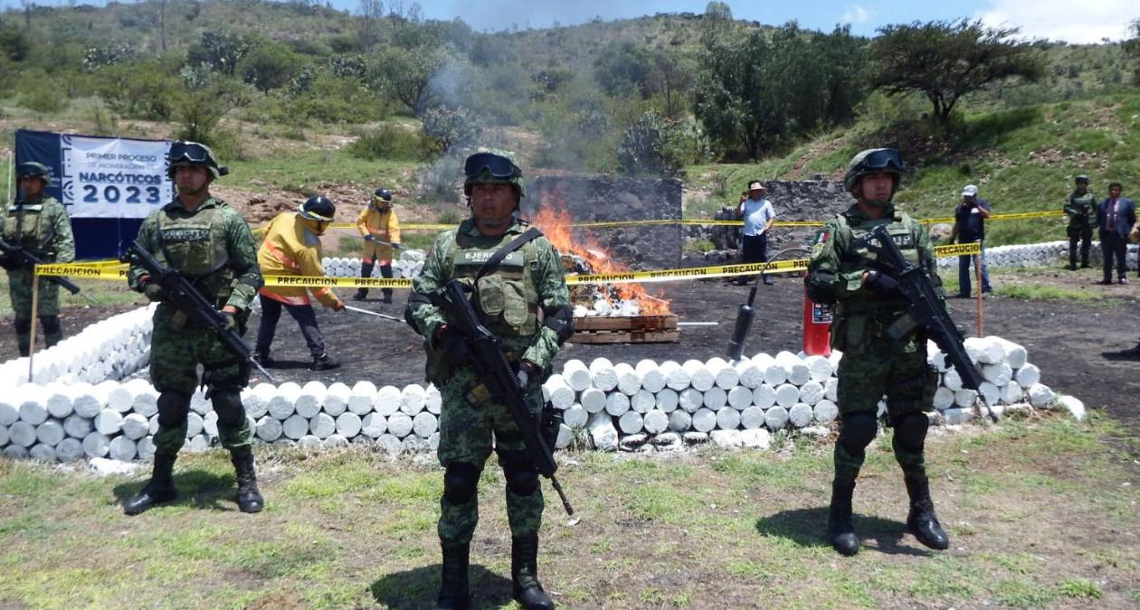 Teotihuacán: SEDENA incinera más de 125 kilos de narcóticos