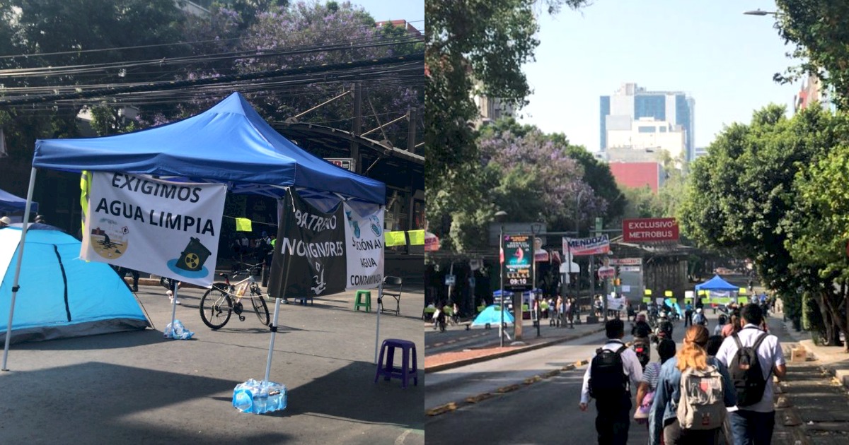 Bloqueo en Insurgentes Sur afecta a trabajadores del Edomex. FOTO: Zasid Quizamán