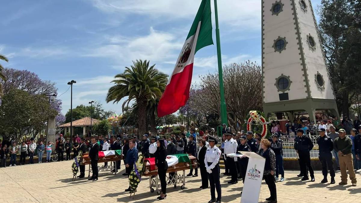 Tenango del Aire: rinden homenaje de cuerpo presente a dos policías