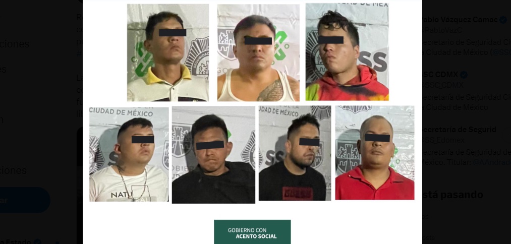 La Fiscalía General del Justicia del Estado de México (FGJEM) junto con la Secretaría de Seguridad Ciudadana de la CDMX (SSC) le dieron un golpe a la delincuencia organizada tras apresar a siete sujetos dedicados al secuestro. Foto: SSC