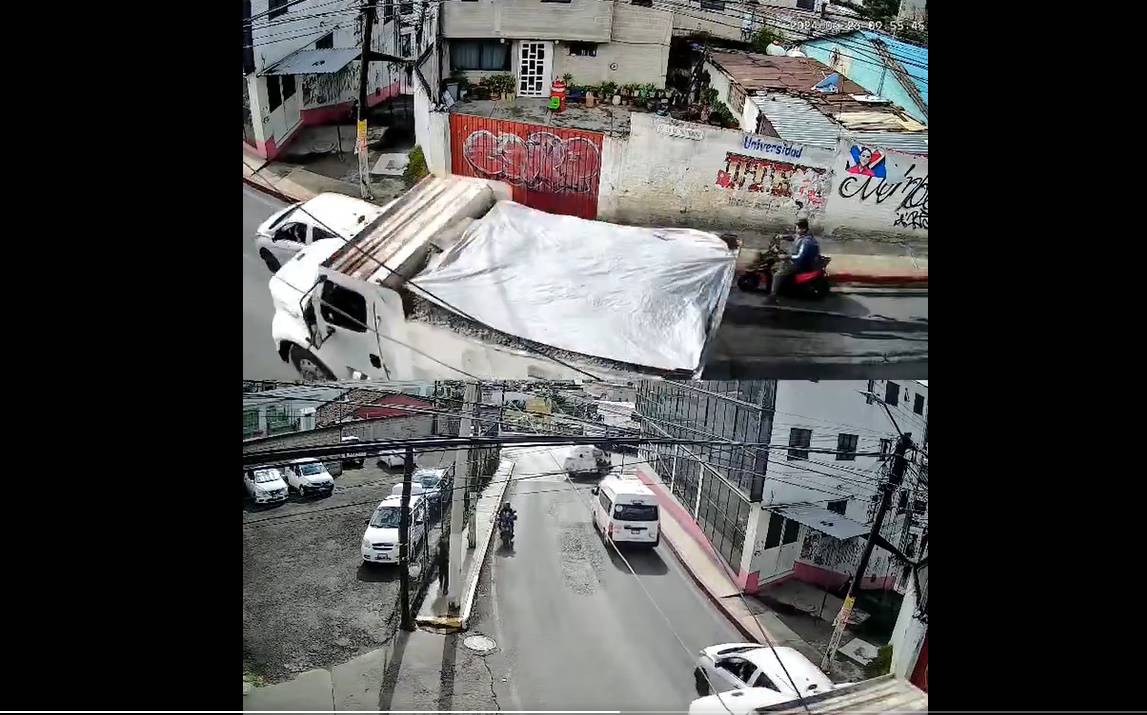 VIDEO: Momento exacto cuando camión se queda sin frenos en centro de Huixquilucan