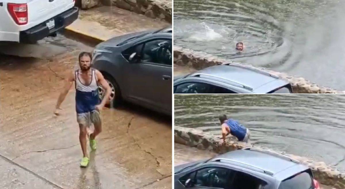 [VIDEO]: Hombre se mete a nadar y lo persiguen 7 cocodrilos