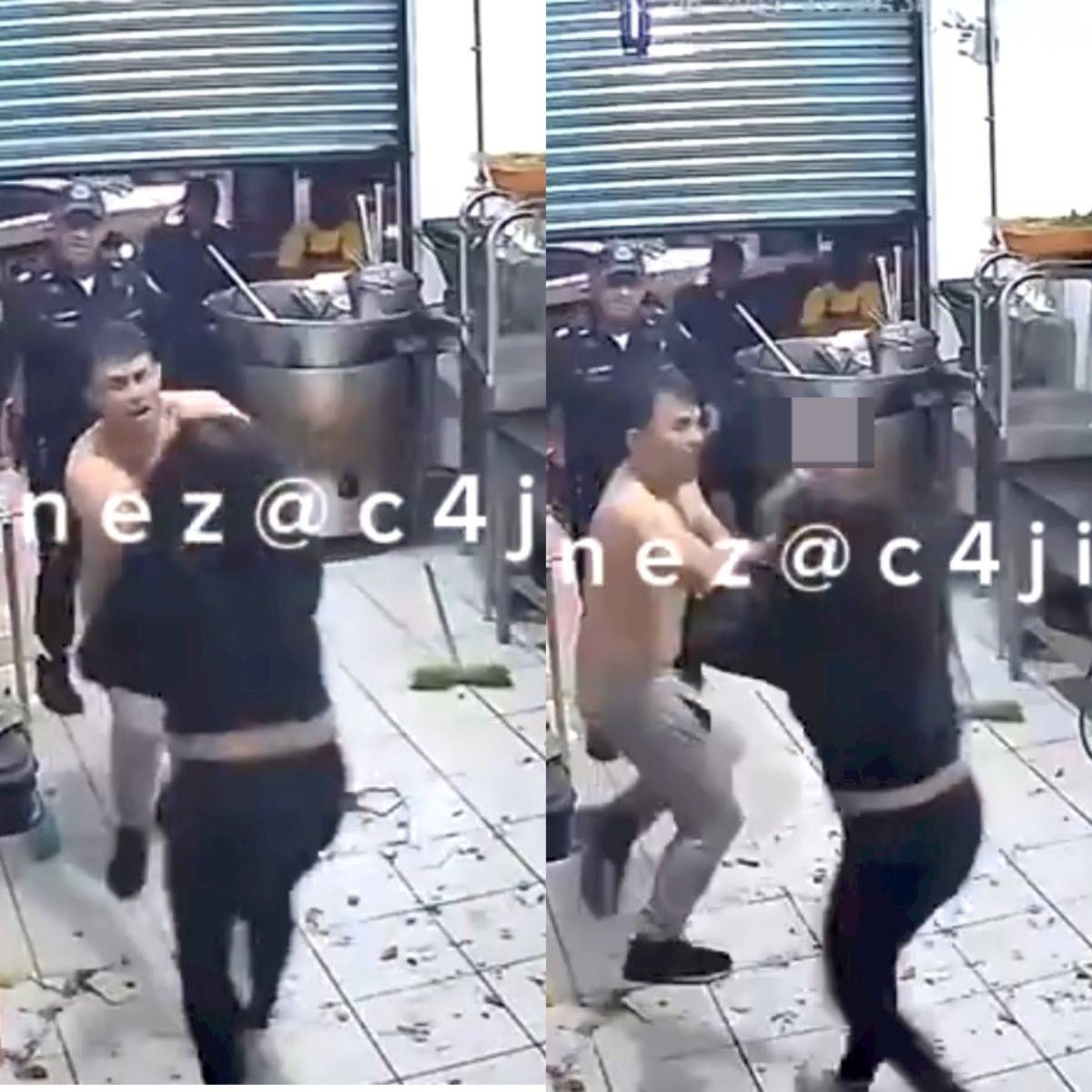 Video: Mujer enfurecida apuñala a su pareja ante asombro de policías en el lugar