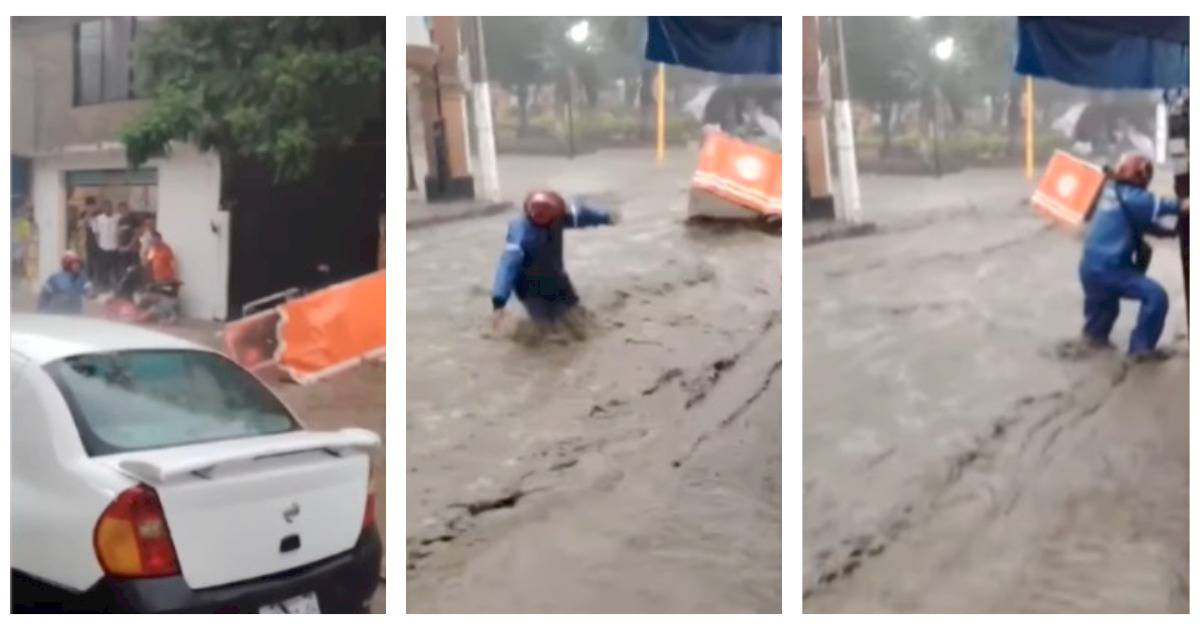 #VIDEO: “¡Déjalo!” Hombre pierde su mototaxi por inundación tras intensa lluvia en Chimalhuacán