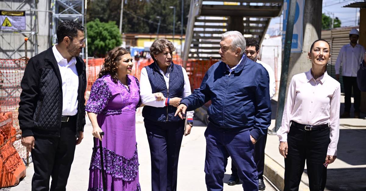 AMLO, Sheinbaum y Delfina Gómez supervisan obras de movilidad en Edomex