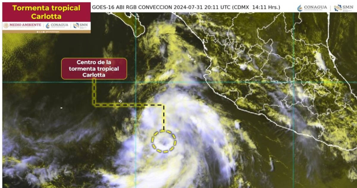 Se forma tormenta tropical ‘Carlota’ ¿Cuándo impactará México y que estados afectará?