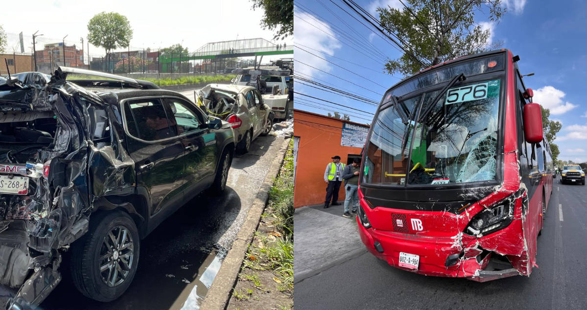 Captan en VIDEO momento exacto en que Metrobús de la L4 impacta a 11 vehículos