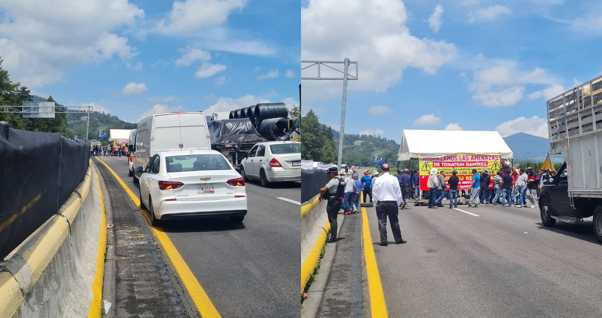 Cumple 24 horas bloqueada la México-Puebla; ejidatarios de Santa Rita Tlahuapan exigen pago de sus tierras