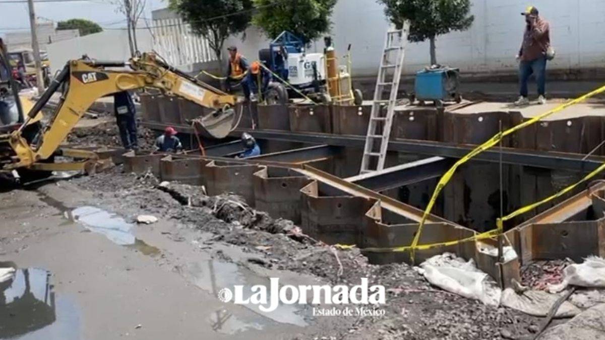 Presenta 60% de avance colector de alivio para evitar inundaciones en chalco