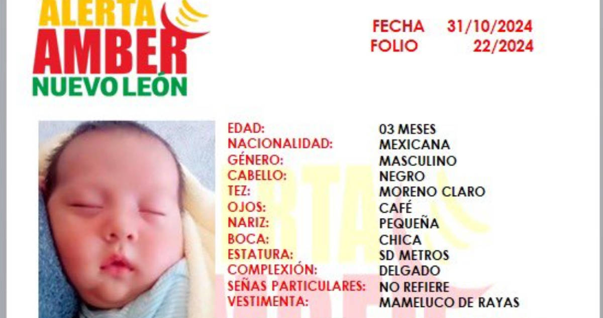 Roban a bebé de 3 meses en NL; activan Alerta Amber a nivel nacional; esto es lo que sabemos