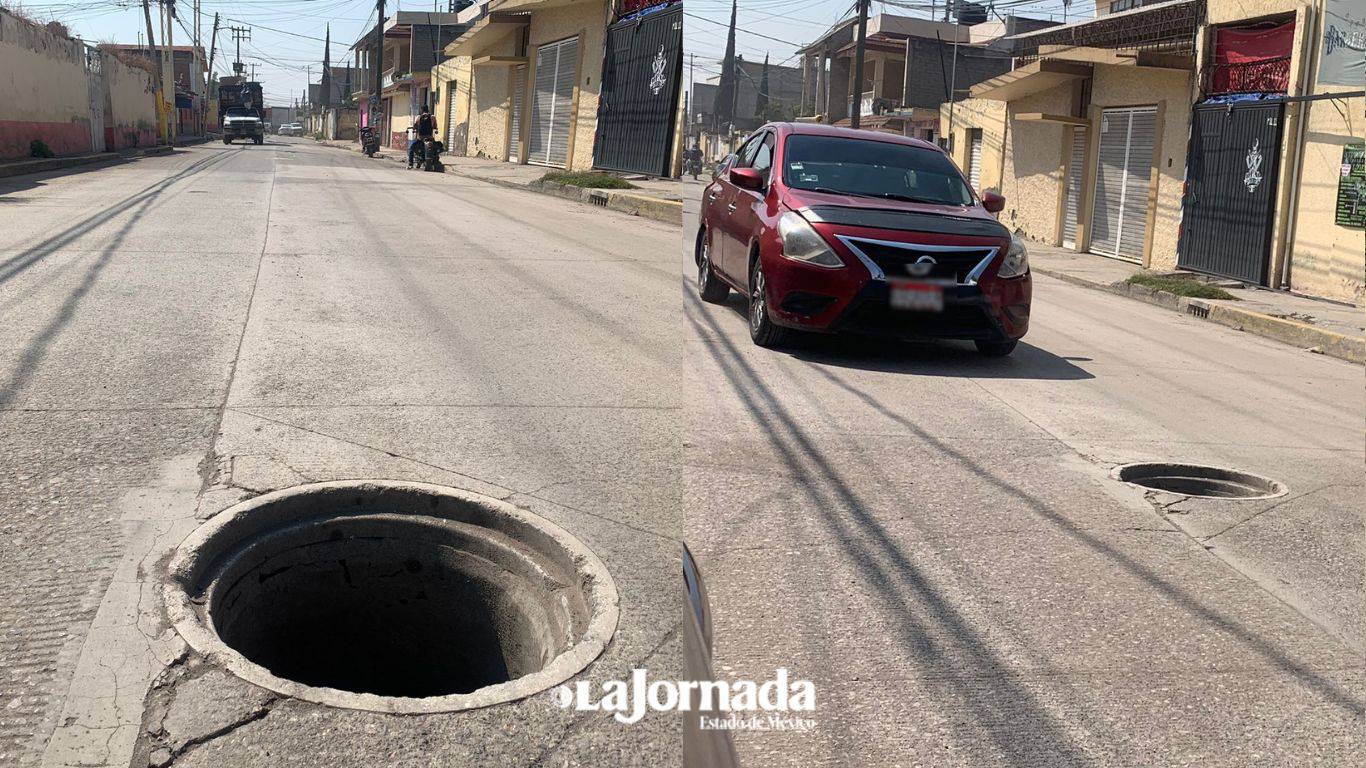 Ecatepec: Tapas de coladeras son robadas en Santa María Chiconautla