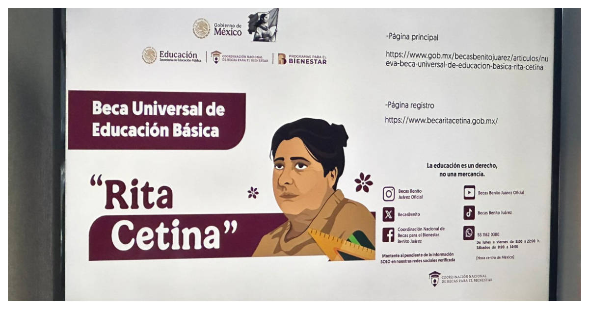 Inicia REGISTRO de la Beca Rita Cetina para secundaria como parte de los Programas Bienestar 2025