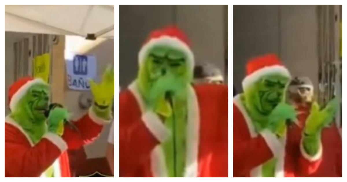 VIDEO: Se hace viral Grinch cantando banda en Tlalpujahua, Michoacán